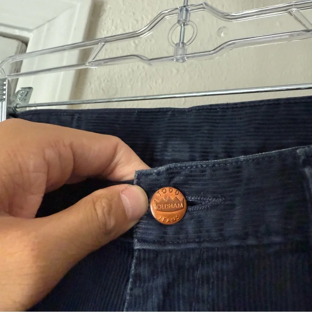 Todd Oldham vintage‎ blue corduroy straight wide leg cropped pants
